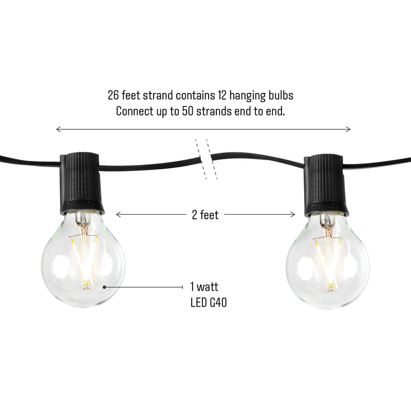 Brightech Pro Solar Power LED Edison Bulb Outdoor String Lights, 27 Ft(Open Box)