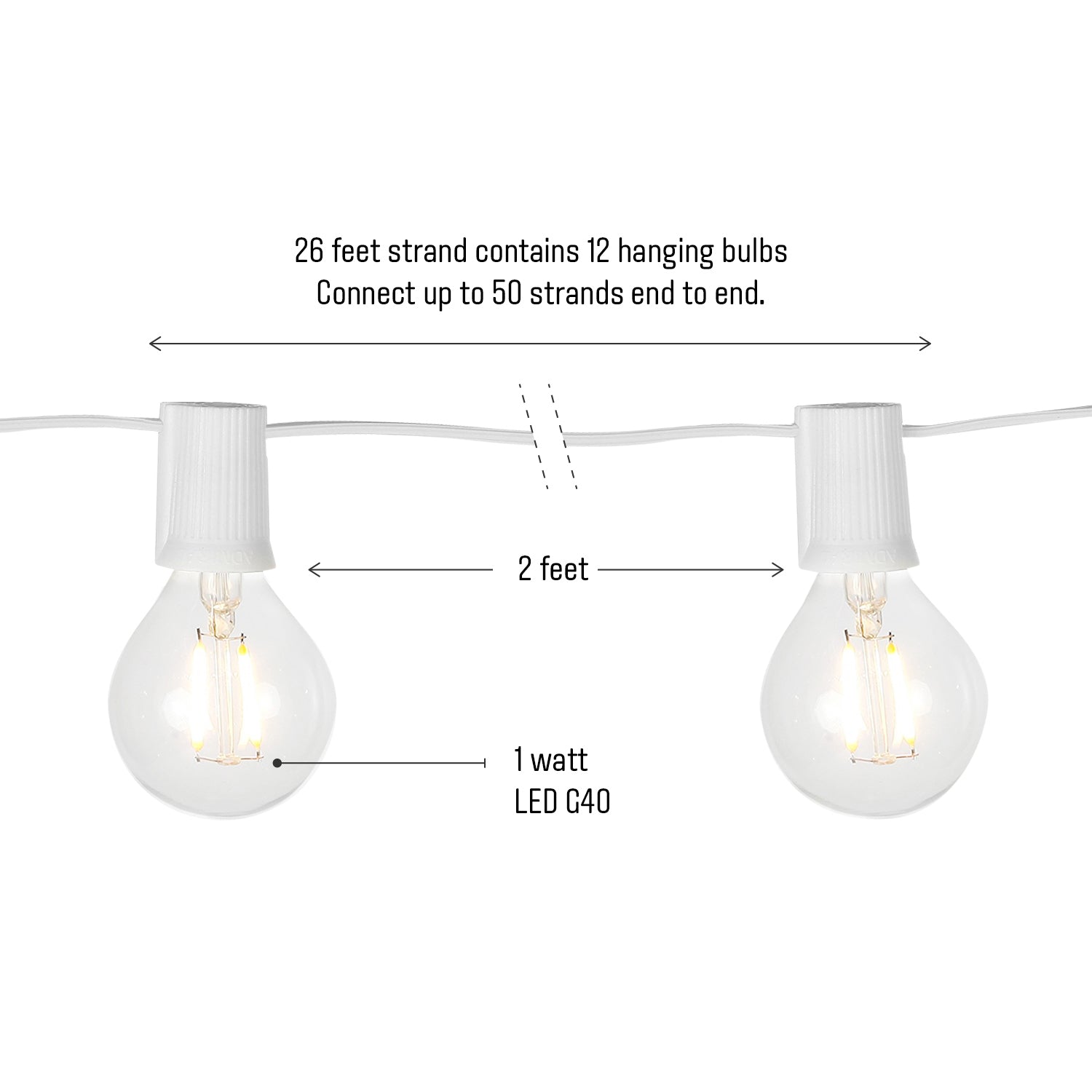 Brightech Ambience Pro Globe White LED Waterproof String Lights, 26 Ft. (Used) - VMInnovations