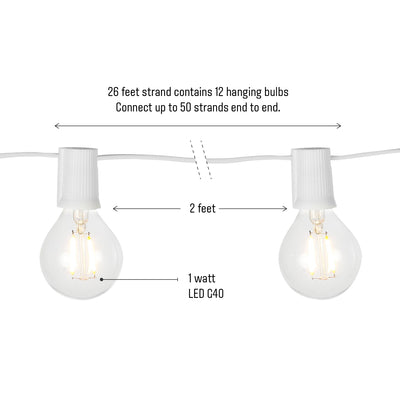 Brightech Ambience Pro Globe White LED Waterproof String Lights, 26 Ft. (Used) - VMInnovations