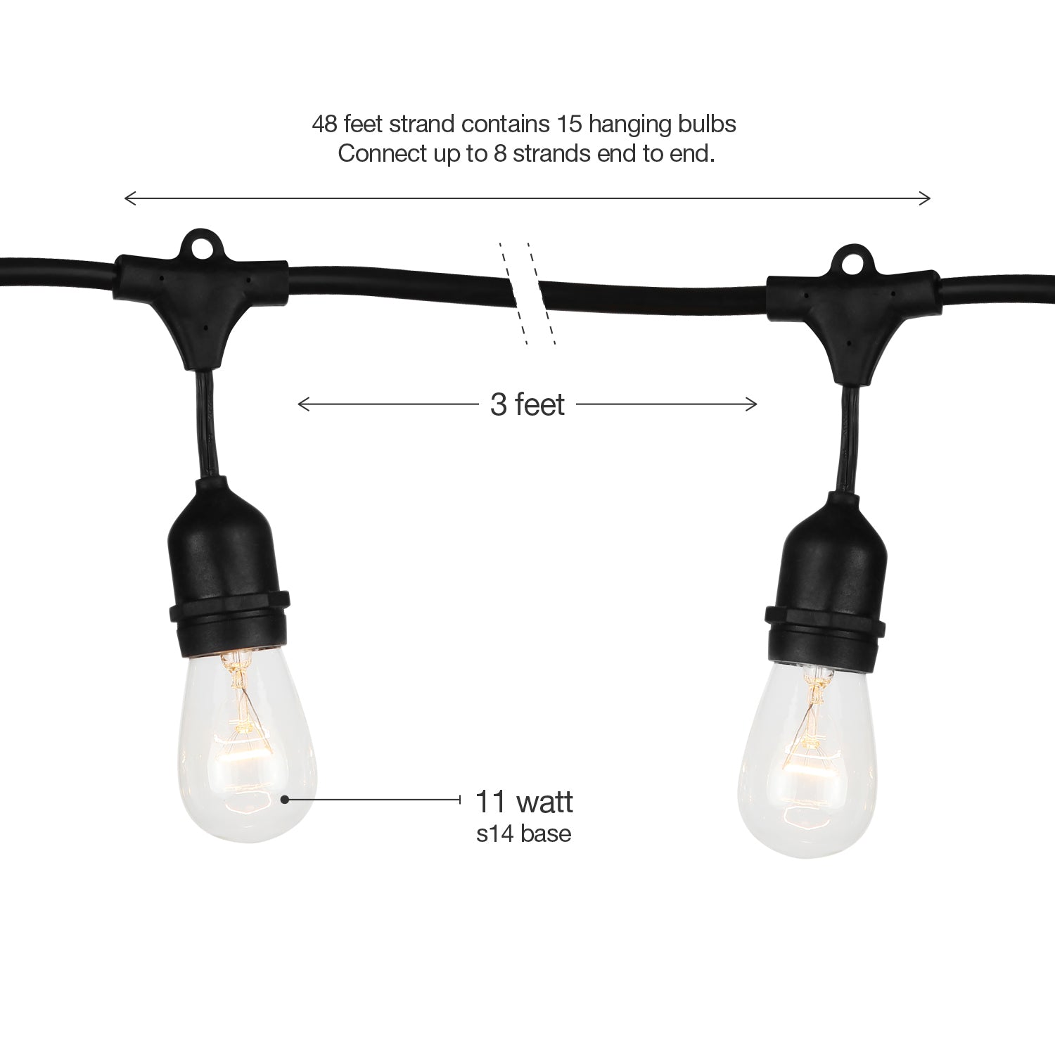 Brightech Ambience Edison White LED Waterproof String Lights, 48 Ft. (Open Box) - VMInnovations