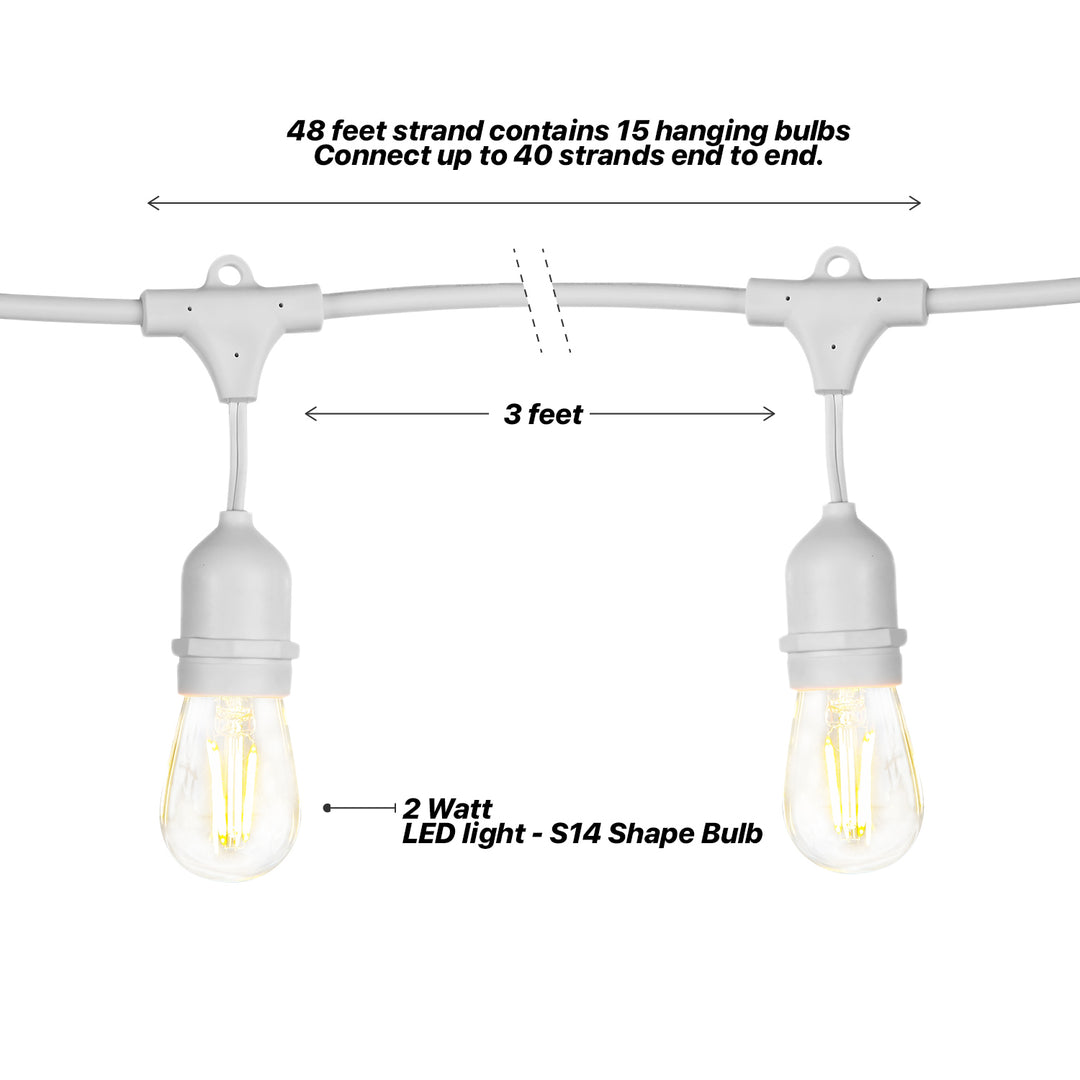 Brightech Ambience White LED Waterproof Outdoor String Lights, 48 Ft. (Used)