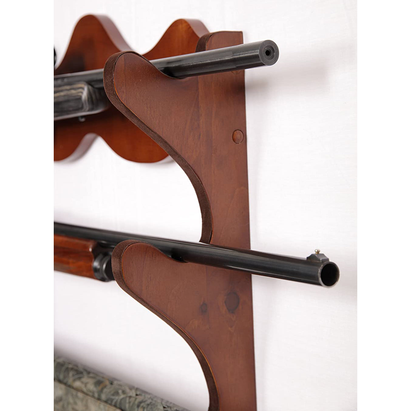 American Furniture Classics Wood Wall Mount 4 Rifle Gun Rack, Medium Brown(Used)