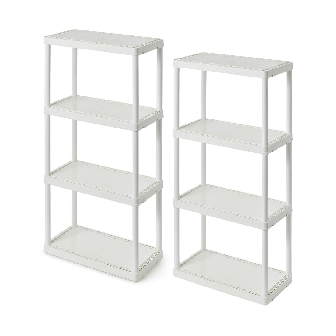 Gracious Living 4 Shelf Fixed Height Light Duty Storage Unit, White (2 Pack)