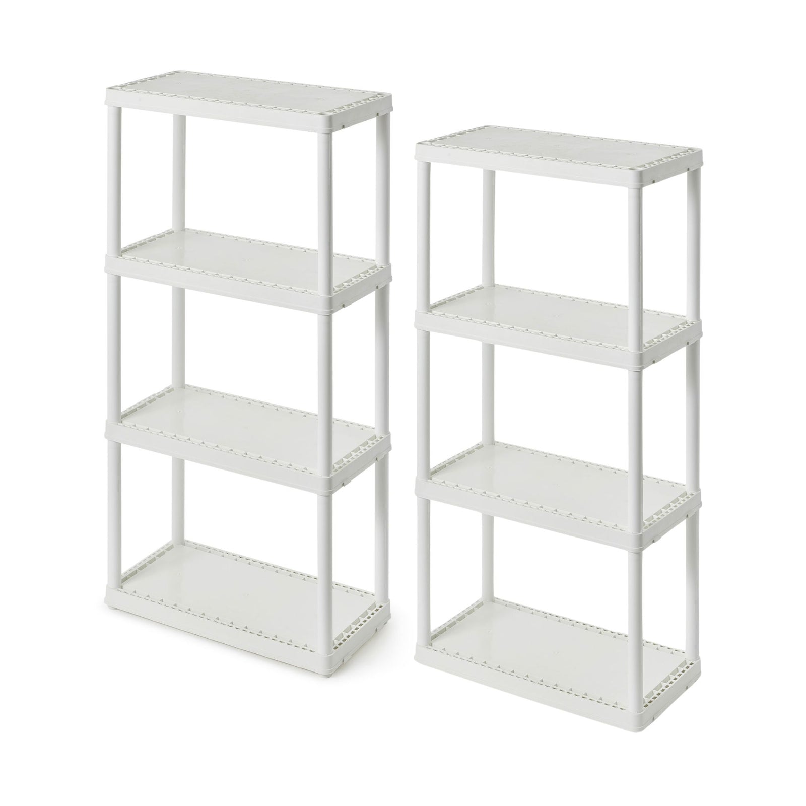 Gracious Living 4 Shelf Fixed Height Light Duty Storage Unit, White (2 Pack) - VMInnovations