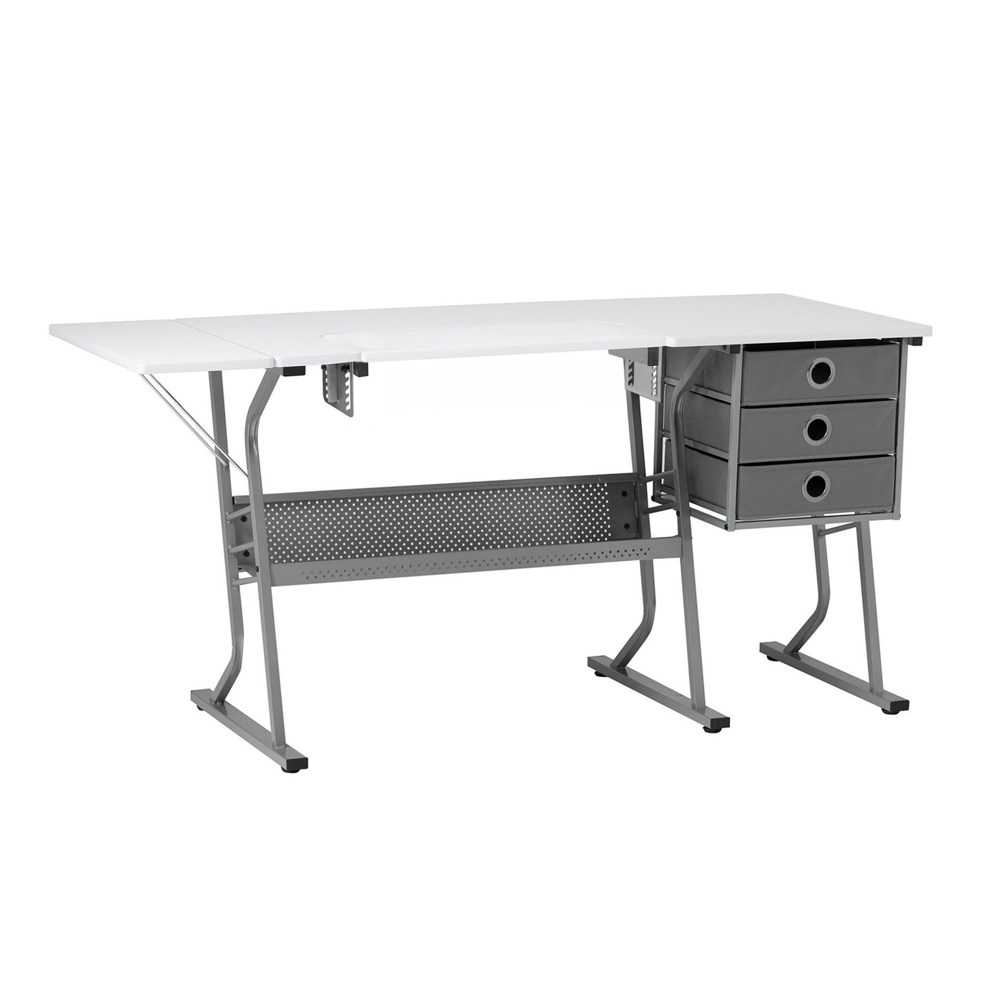 Studio Designs Eclipse Ultra Sewing Machine Craft Table Cabinet, Grey/White - VMInnovations