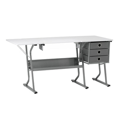Studio Designs Eclipse Ultra Sewing Machine Craft Table Cabinet, Grey/White - VMInnovations