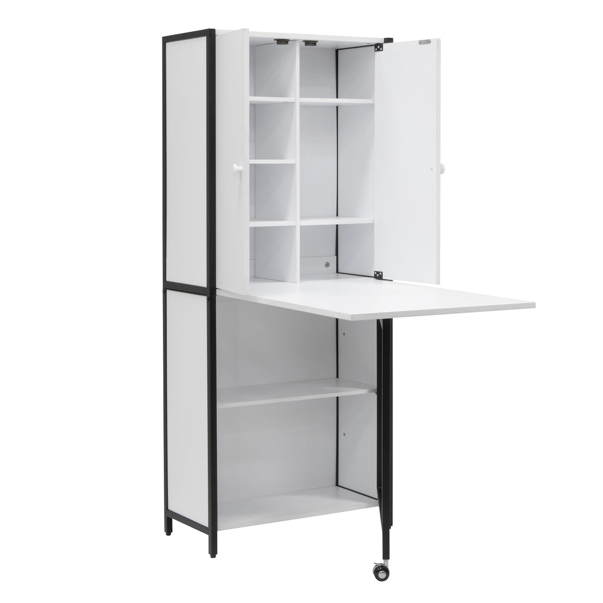 Sew Ready Folding Craft Armoire Cabinet, Multipurpose Workstation with Table