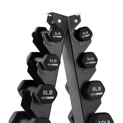HolaHatha 146 Pound Neoprene Dumbbell Full Body Weight Set with Storage Rack - VMInnovations