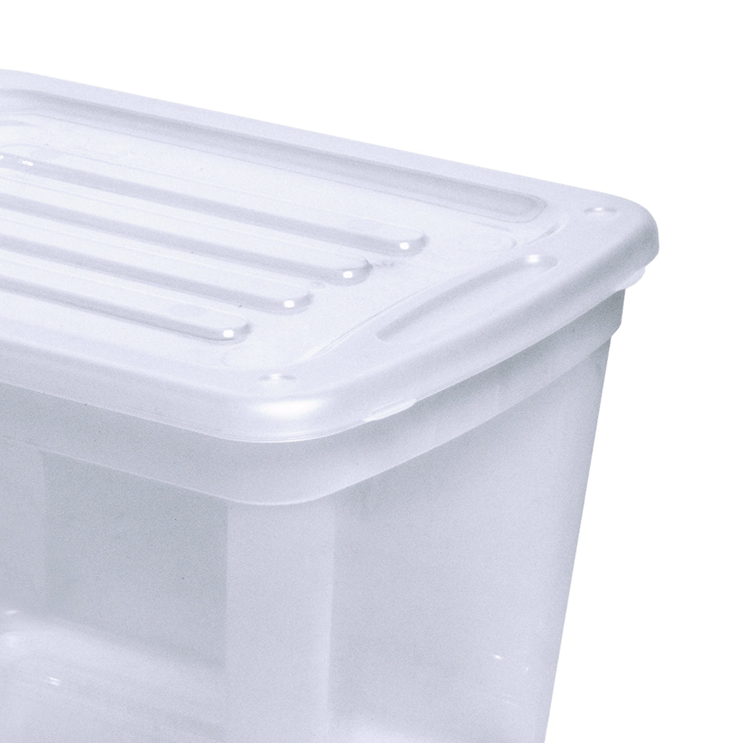 Gracious Living 10 gal Stackable Storage Container Bin w/Lid, Clear (4 Pack)