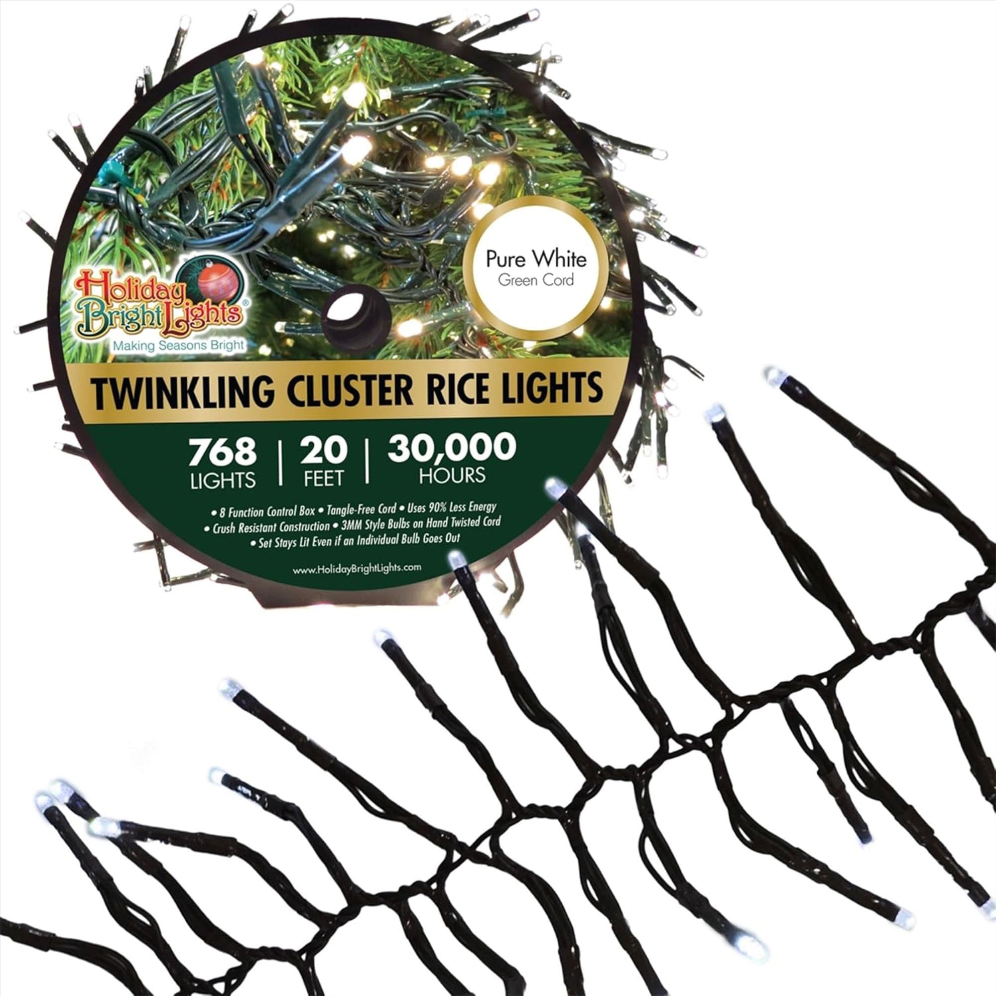 Holiday Bright Lights 2 Pack 20 Foot Twinkling Cluster Indoor/Outdoor Lights