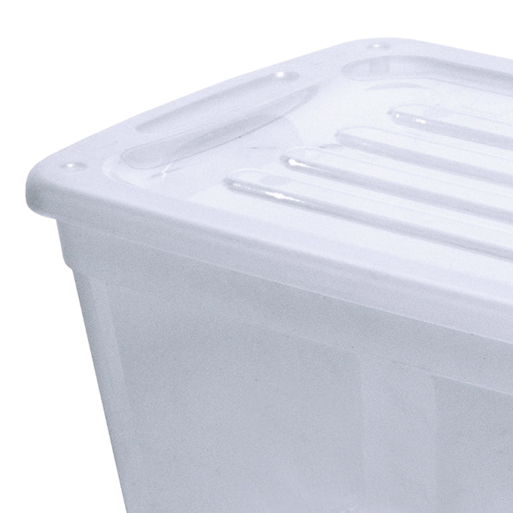 Gracious Living 10 gal Stackable Storage Container Bin w/Lid, Clear (4 Pack)