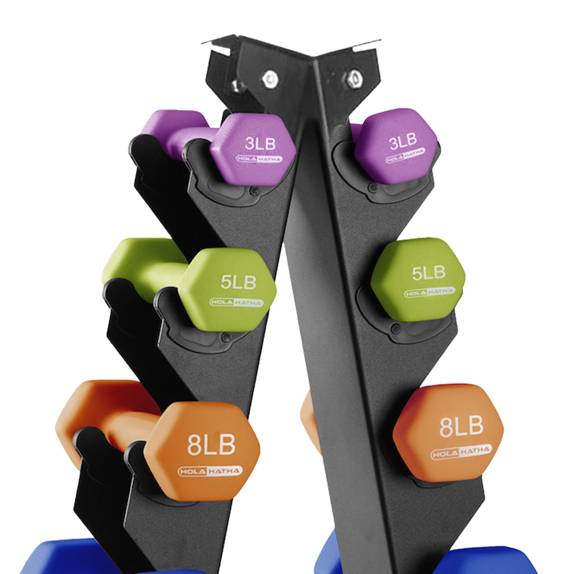 HolaHatha 146 lb Neoprene Dumbbell Full Body Weight Set with Storage Rack (Used) - VMInnovations
