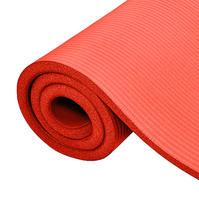 BalanceFrom Fitness 1" Extra Thick Exercise Mat w/Carrying Strap, Red (Used)