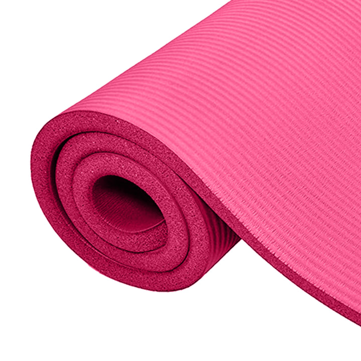 BalanceFrom GoCloud 1" Extra Thick Exercise Yoga Mat with Carrying Strap, Pink