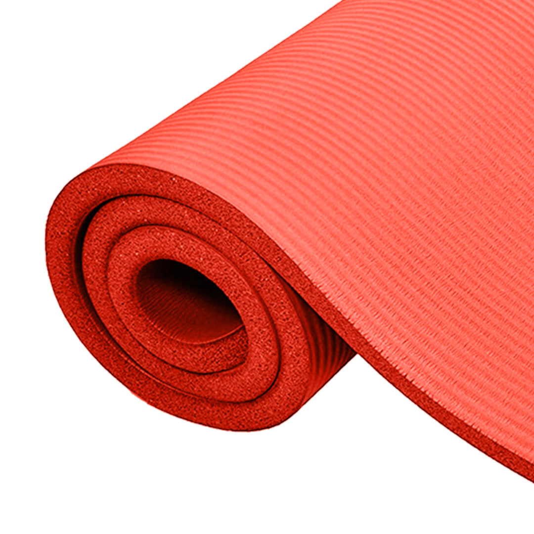 BalanceFrom Fitness 1" Extra Thick Exercise Mat w/Carrying Strap, Red (Used) - VMInnovations