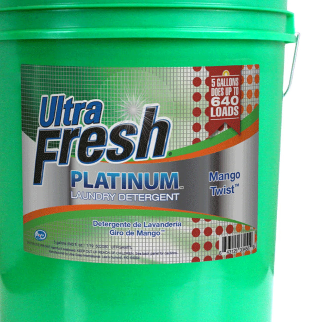 Ultra Fresh 3X Platinum Laundry Detergent, Up to 640 Loads, Mango Twist, 5 Gal