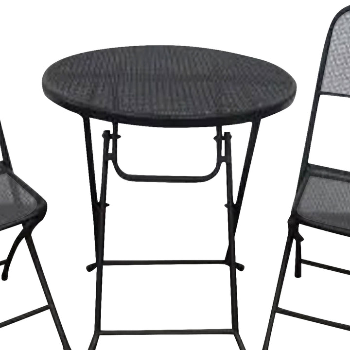 Four Seasons Courtyard Padova Foldable 3 Piece Steel Bistro Dining Set, Black - VMInnovations