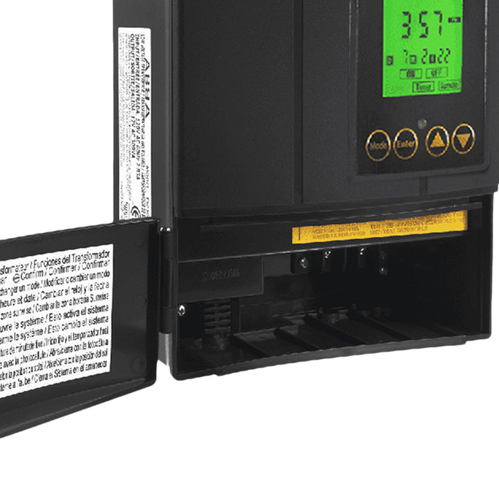 Fusion Low Voltage Outdoor LED Lighting Transformer with Timer, 50 Watt, Black - VMInnovations