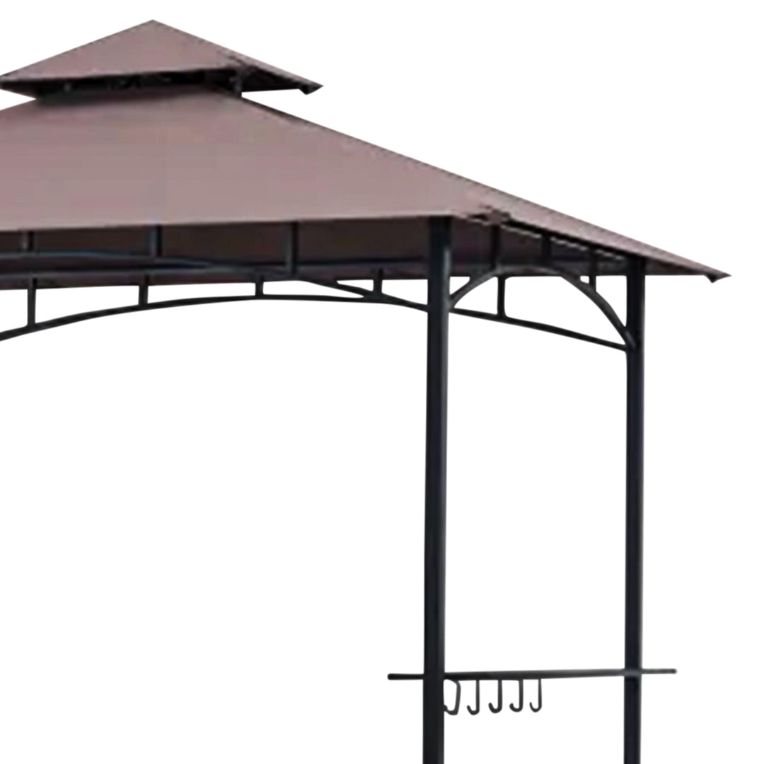 Four Seasons Courtyard Gazebo w/LED Lights & Powder Coated Frame,Brown(Open Box)