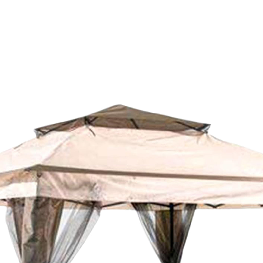 Four Seasons Courtyard 10 x 10’ Steel Frame Pop Up Gazebo, Brown/Black(Open Box)