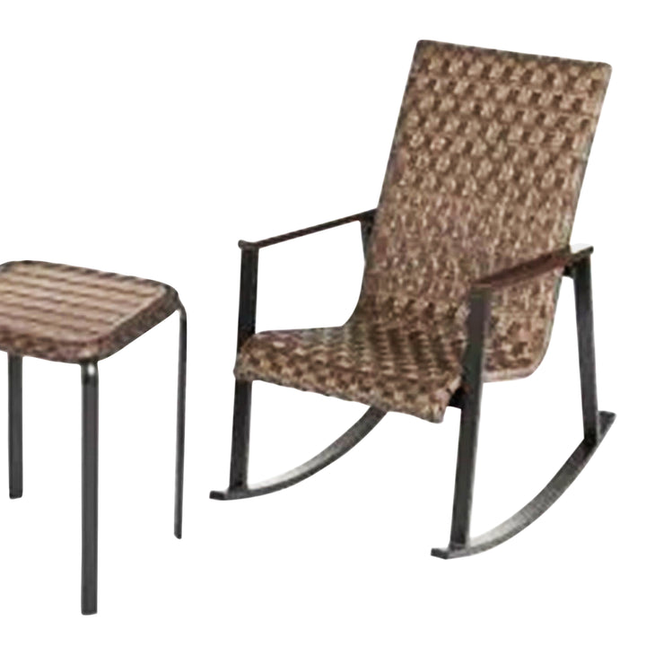 Four Seasons Courtyard Bayside 3 Piece All Weather Woven Wicker Chat Set, Brown