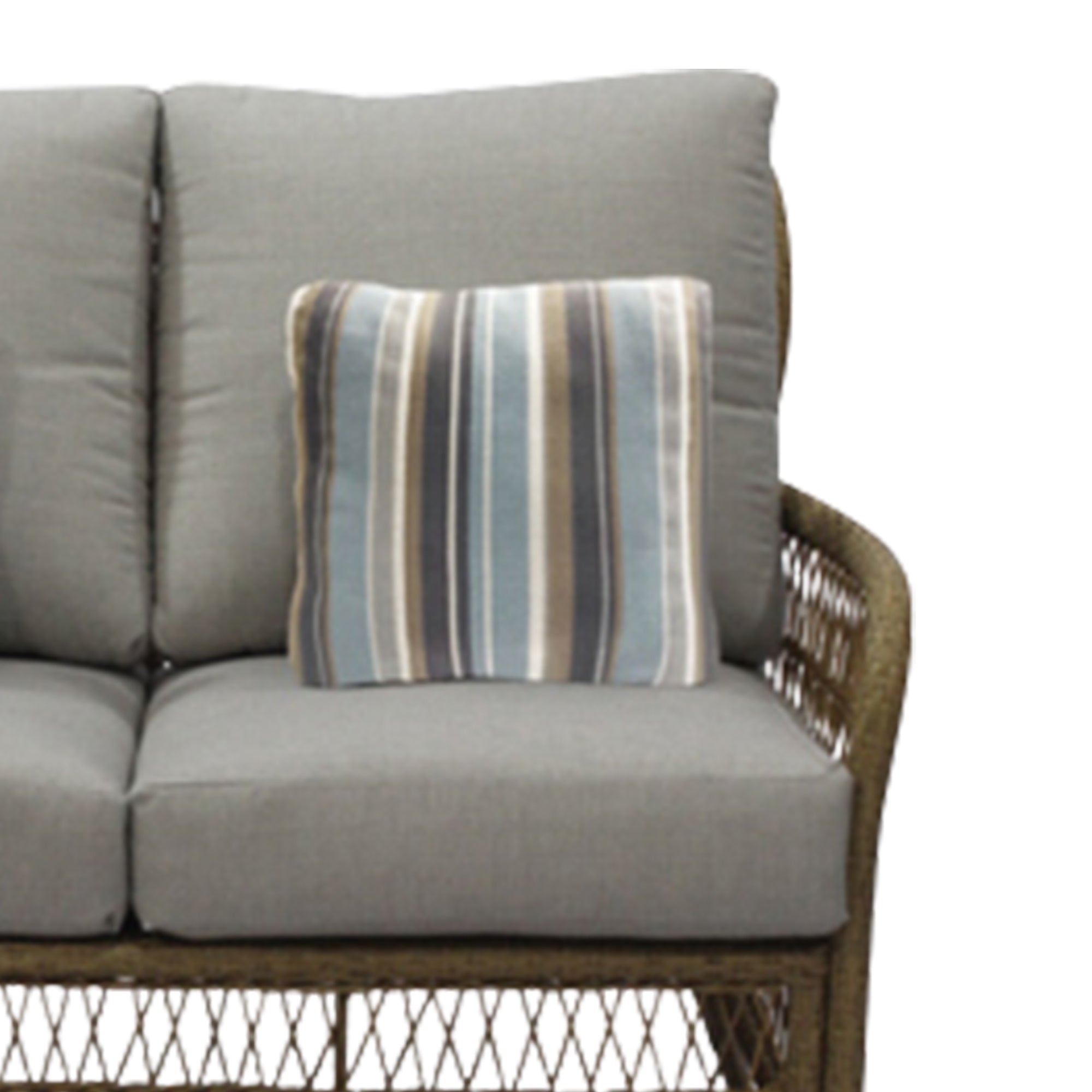 Four Seasons Courtyard Positano Wicker Cushioned Loveseat w/ 2 Accessory Pillows - VMInnovations