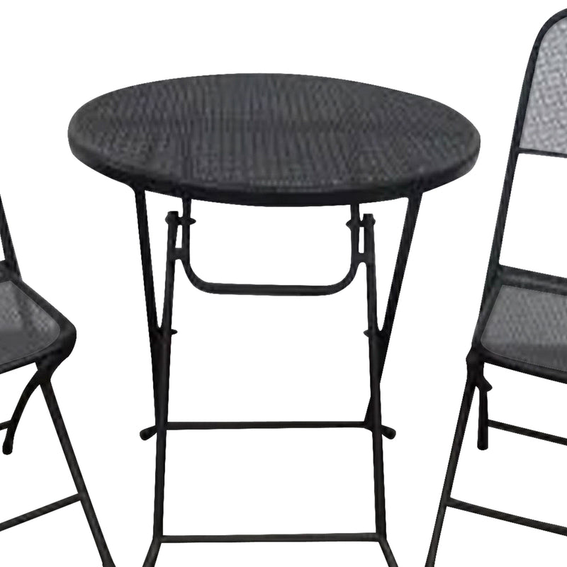 Four Seasons Courtyard Padova Foldable 3pc Bistro Dining Set, Black (Open Box)