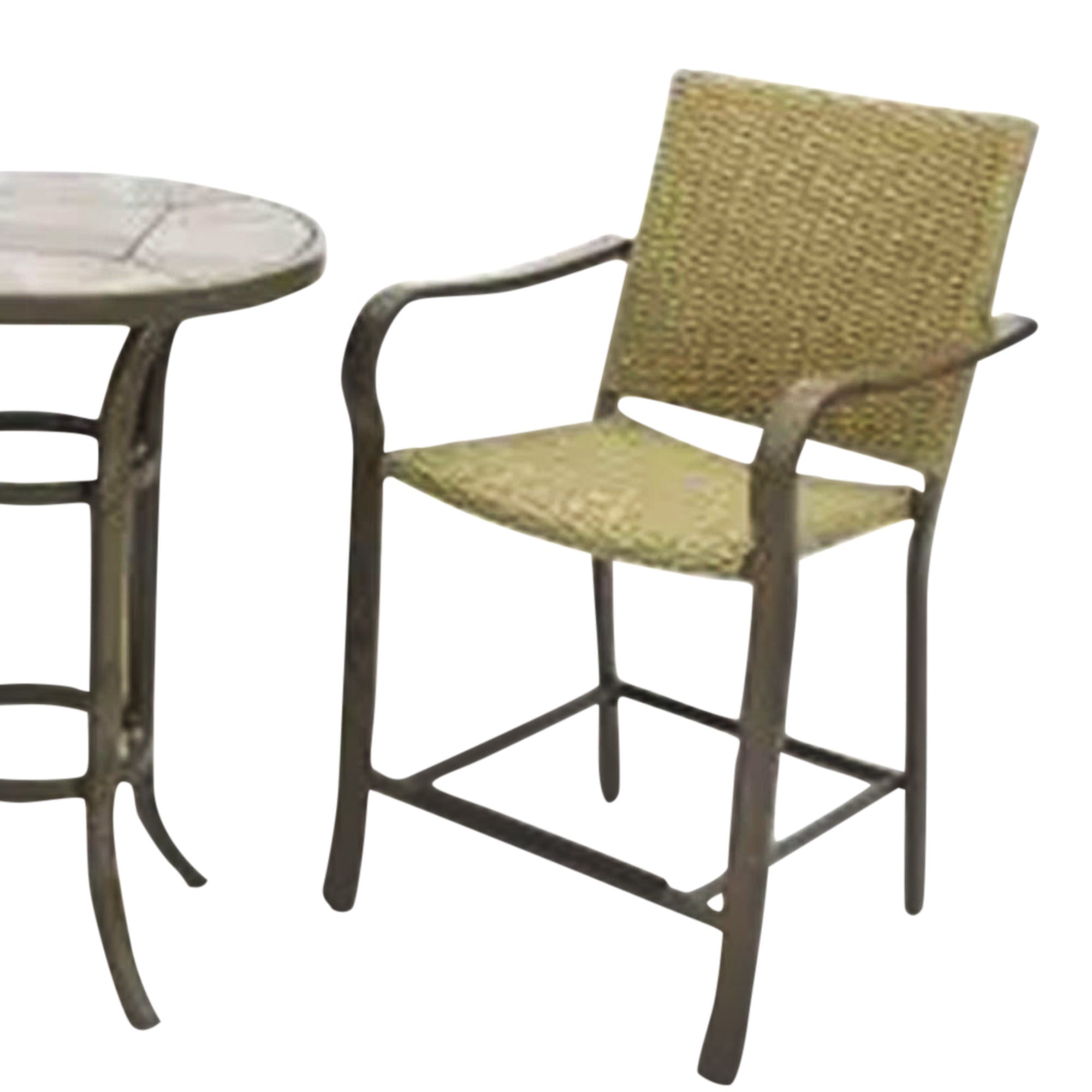 Four Seasons Courtyard Amalfi 3 Piece Balcony Height Outdoor Dining Set, Beige - VMInnovations