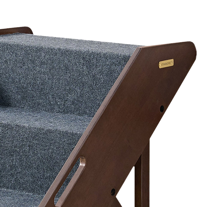 MECO Stakmore Foldable Pet Steps with Solid Hardwood Construction, Espresso