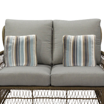 Four Seasons Courtyard Positano Wicker Cushioned Loveseat w/ 2 Accessory Pillows