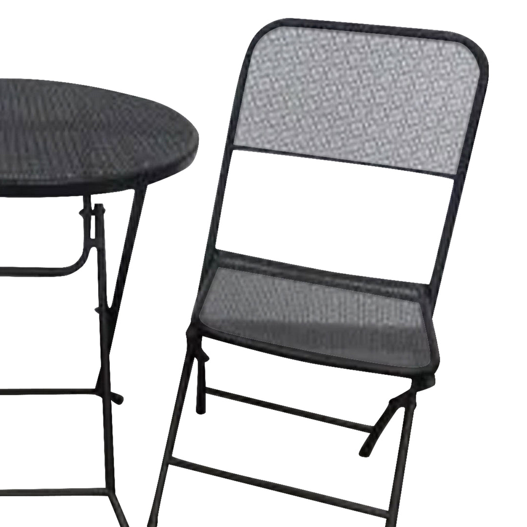 Four Seasons Courtyard Padova Foldable 3 Piece Steel Bistro Dining Set, Black - VMInnovations