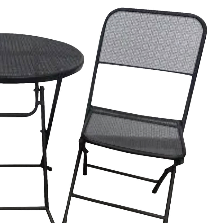 Four Seasons Courtyard Padova Foldable 3 Piece Steel Bistro Dining Set, Black - VMInnovations