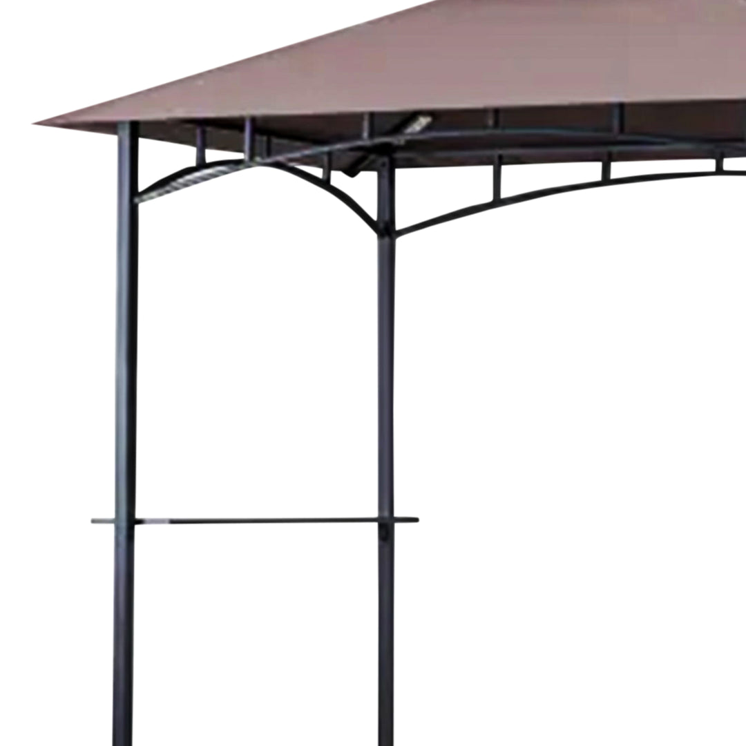 Four Seasons Courtyard Gazebo w/LED Lights & Powder Coated Frame,Brown(Open Box)