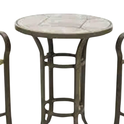 Four Seasons Courtyard Amalfi 3 Piece Balcony Height Outdoor Dining Set, Beige - VMInnovations