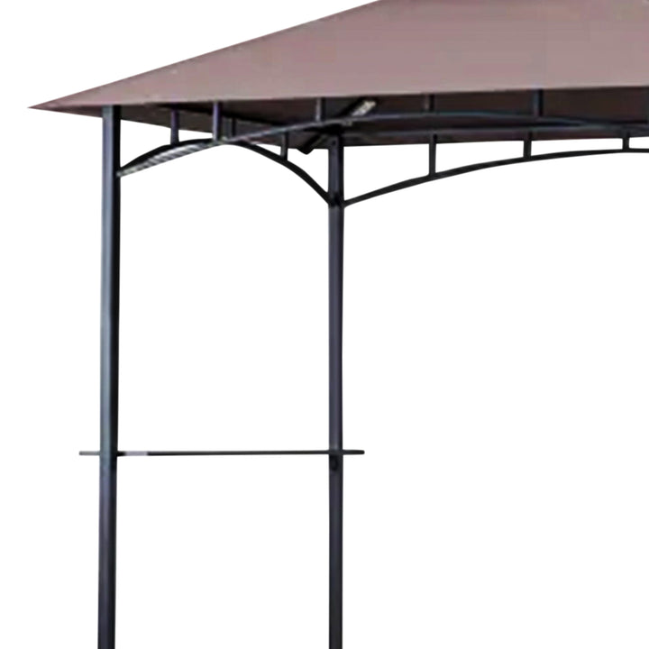 Four Seasons Courtyard Grill Gazebo w/ LED Lights and Powder Coated Frame, Brown