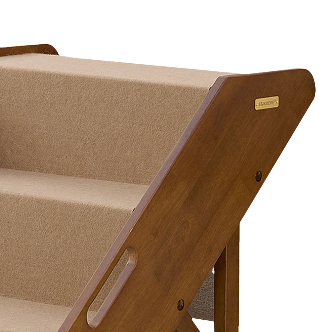 MECO Stakmore Foldable Pet Steps with Solid Construction, Brown Felt (Open Box)