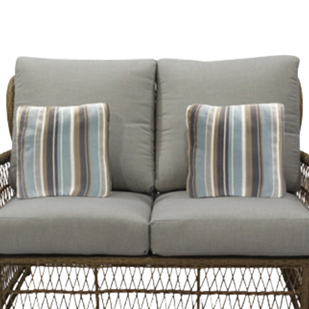 Four Seasons Courtyard Positano Wicker Cushioned Loveseat w/ 2 Accessory Pillows