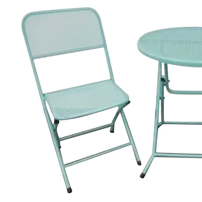 Four Seasons Courtyard Padova Foldable 3 Piece Steel Bistro Dining Set, Blue