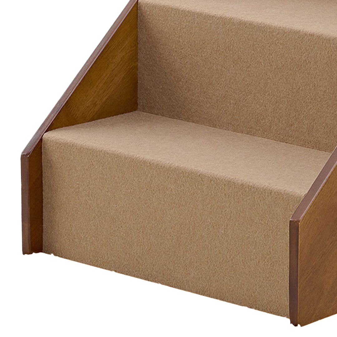 MECO Stakmore Foldable Pet Steps with Solid Construction, Brown Felt (Open Box)