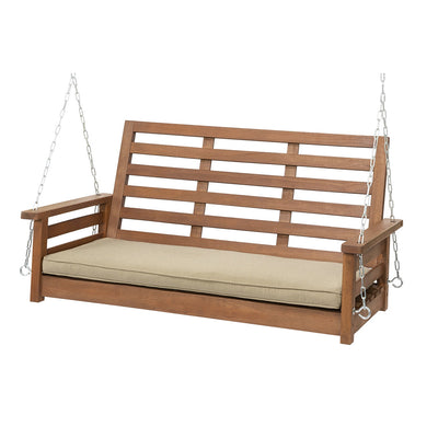 Jack Post Corp 4ft Cushioned Hardwood Swing with Chains, Brown (Open Box) - VMInnovations