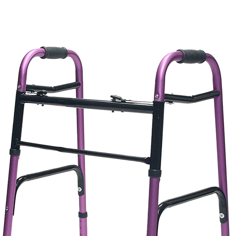 Lumex Everyday Adult Walker Walking Aid with 5" Front Wheels & Glide Tips, Plum