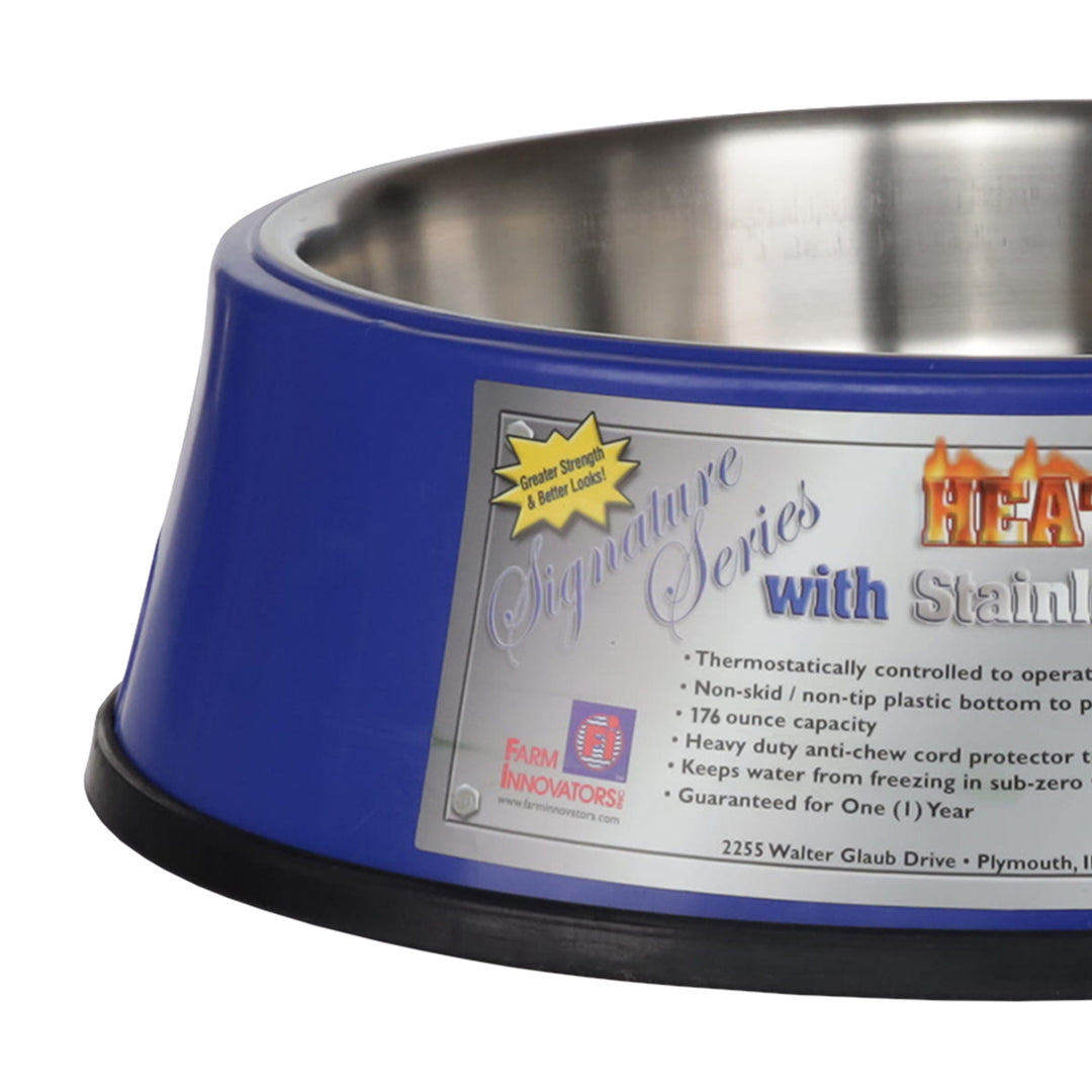 Farm Innovators 5.5 Quart Heated Water Bowl w/Stainless Insert, Blue (Open Box) - VMInnovations