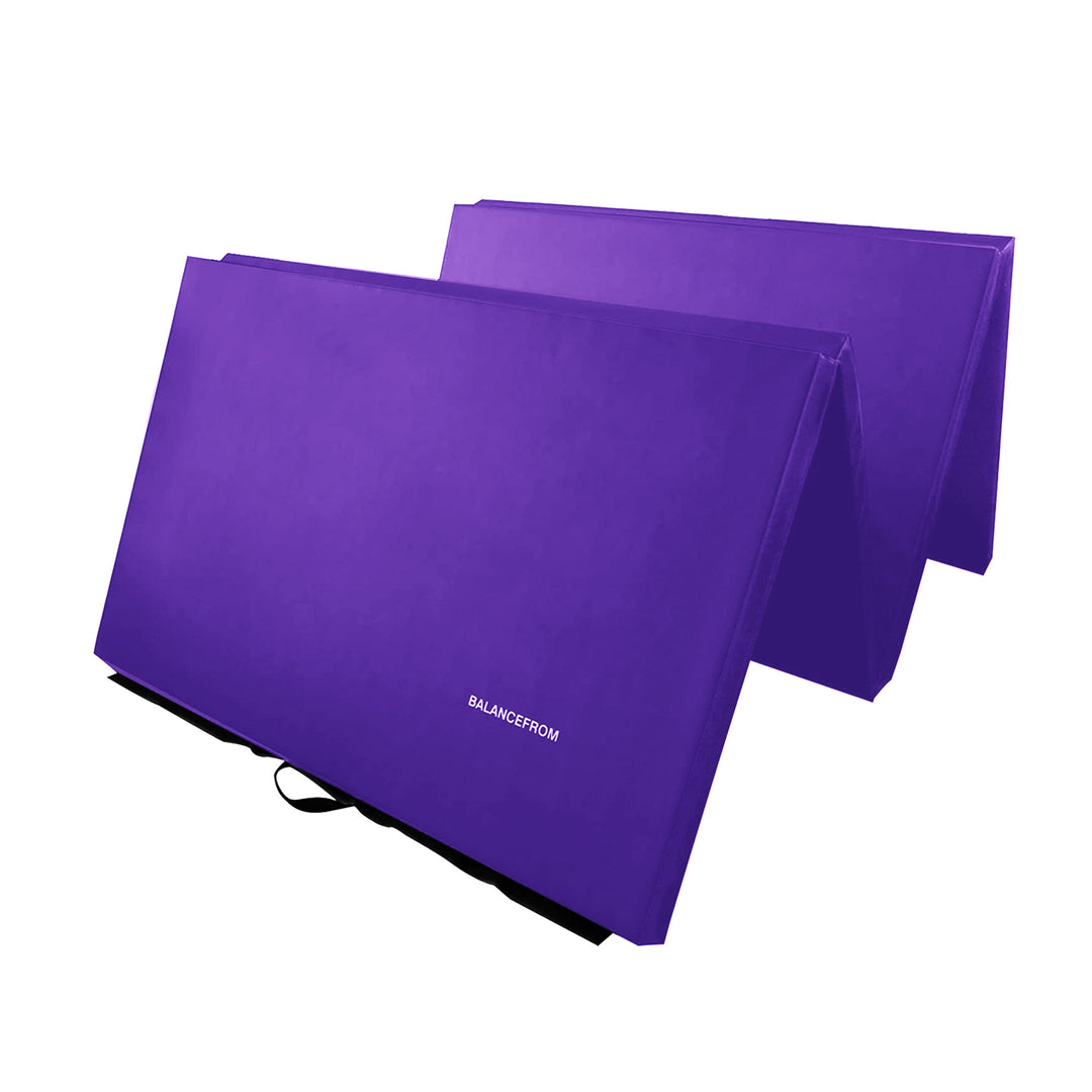 BalanceFrom Fitness 120" x 48" Exercise Mat & Adjustable Gymnastics Bar, Purple - VMInnovations