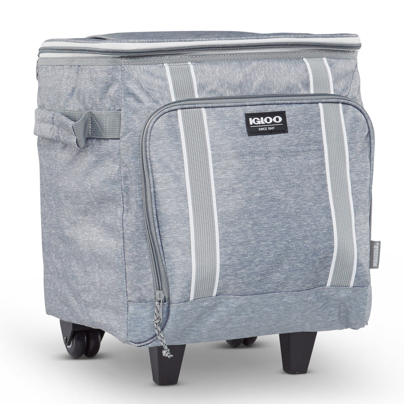 Igloo 40 Can Large Insulated Soft Cooler with Rolling Wheels, Gray (Open Box)