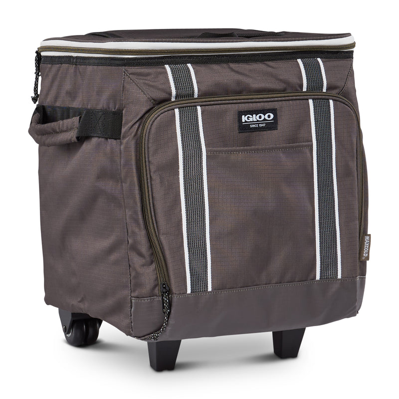 Igloo 40 Can Large  Insulated Soft Cooler with Rolling Wheels, Olive (Open Box)