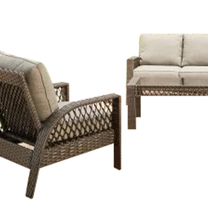 Four Seasons Courtyard Coral Bay 4 Piece Deep Seating Set with Cushioned Chairs - VMInnovations
