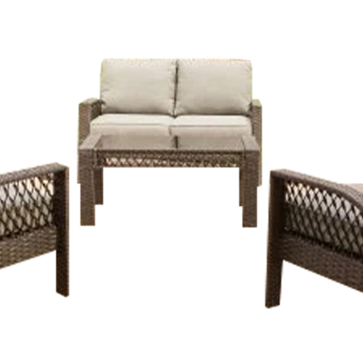 Four Seasons Courtyard Coral Bay 4 Piece Deep Seating Set with Cushioned Chairs