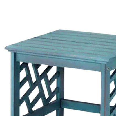 Four Seasons Courtyard 18 Inch Distressed Hardwood Portland Patio End Table - VMInnovations