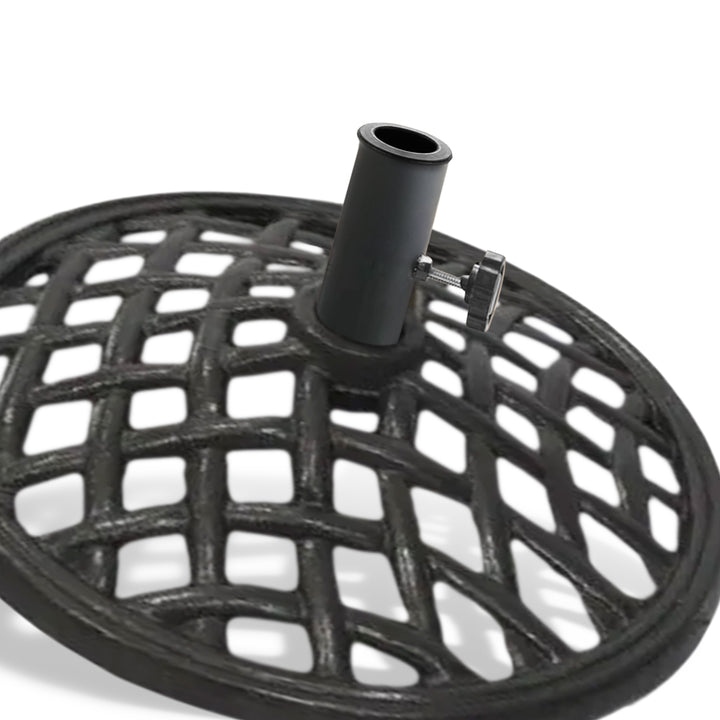 Four Seasons Courtyard Norwalk 19” Round Cast Iron Umbrella Holder Base, Black