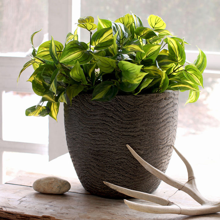 HC Companies ANP15000 15 Inch Aspen Indoor Outdoor Round Planter Pot, Charcoal